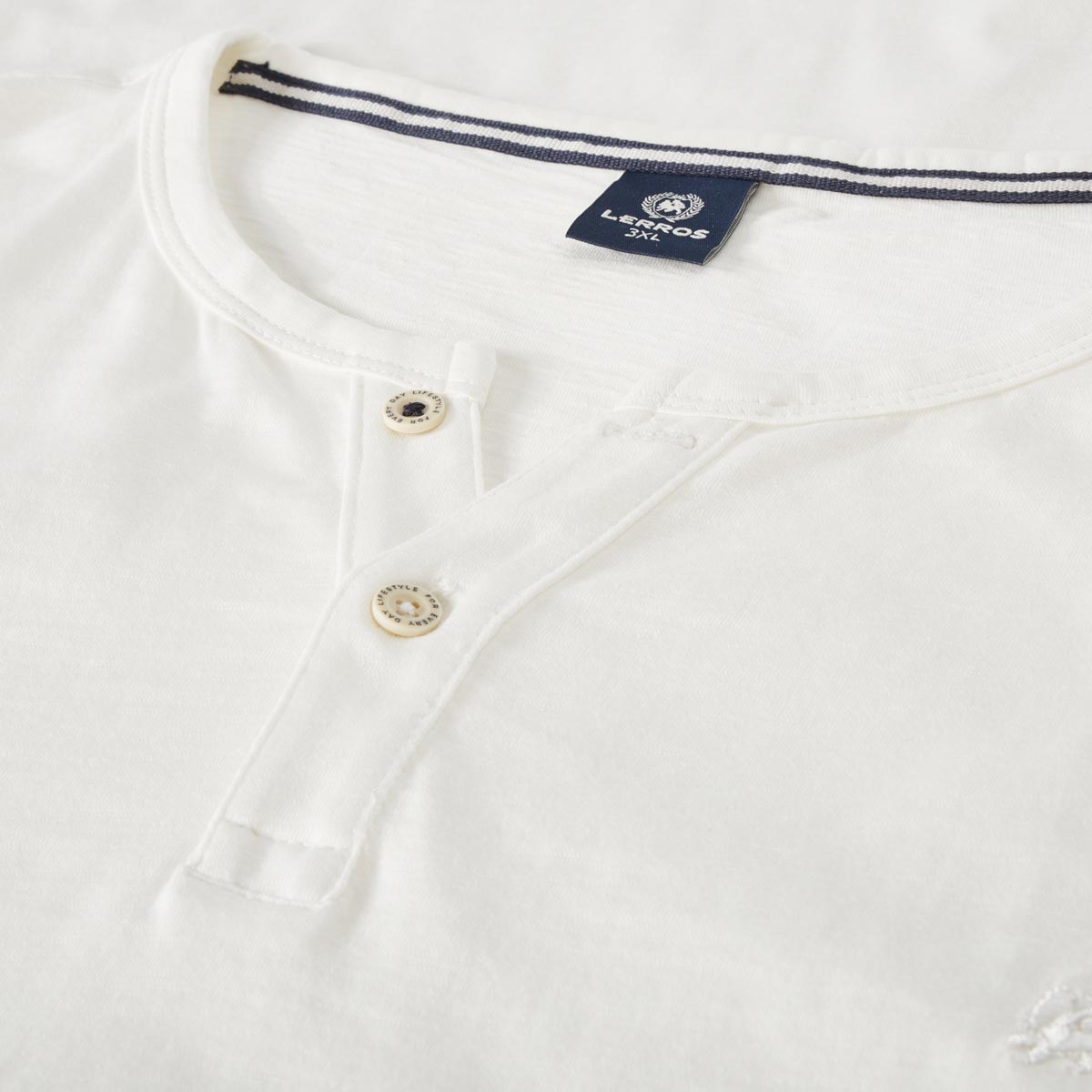 Lerros T-Shirt mit Serafinokragen weiß
