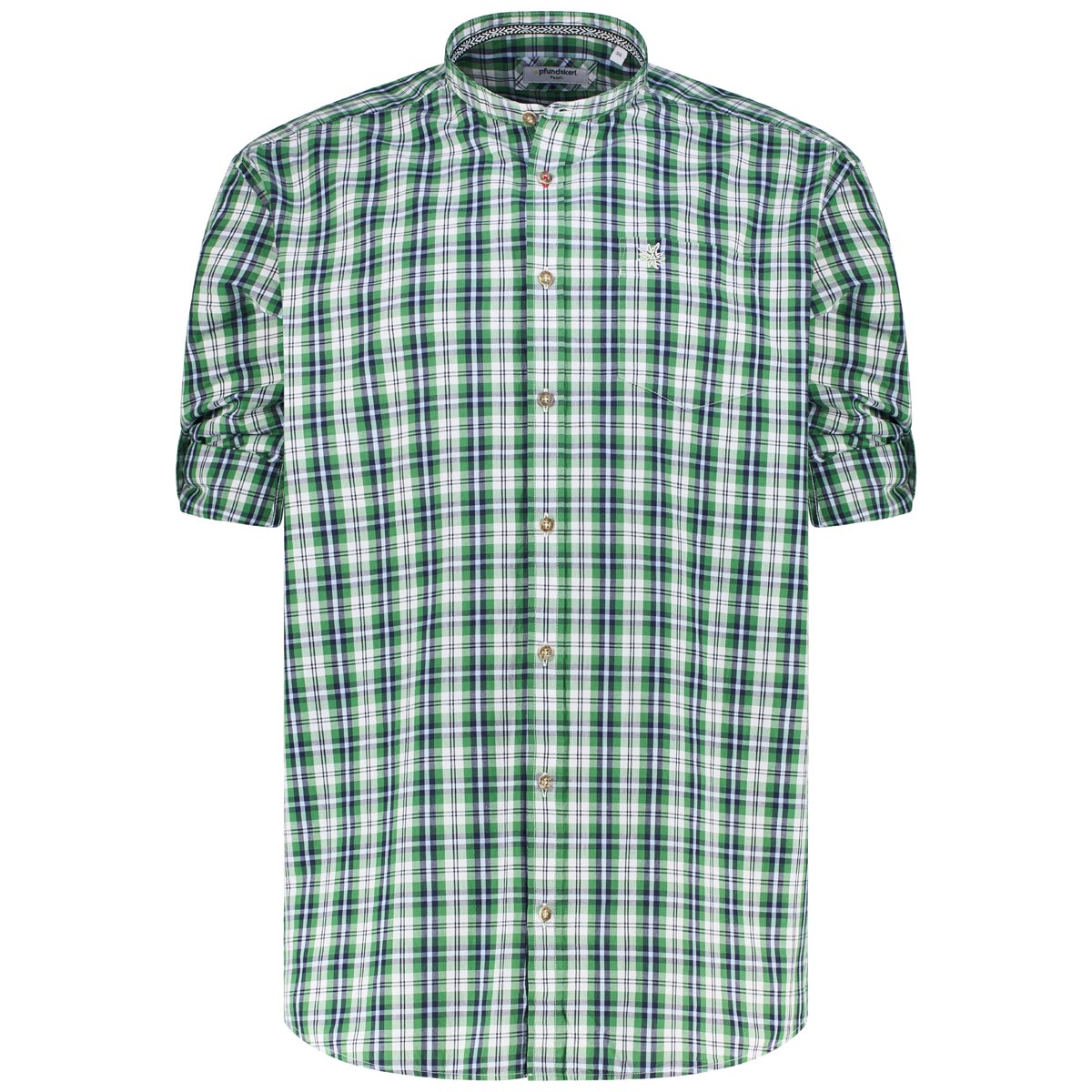 Pfundskerl Trachtenhemd mit Krempelärmeln blau/grün