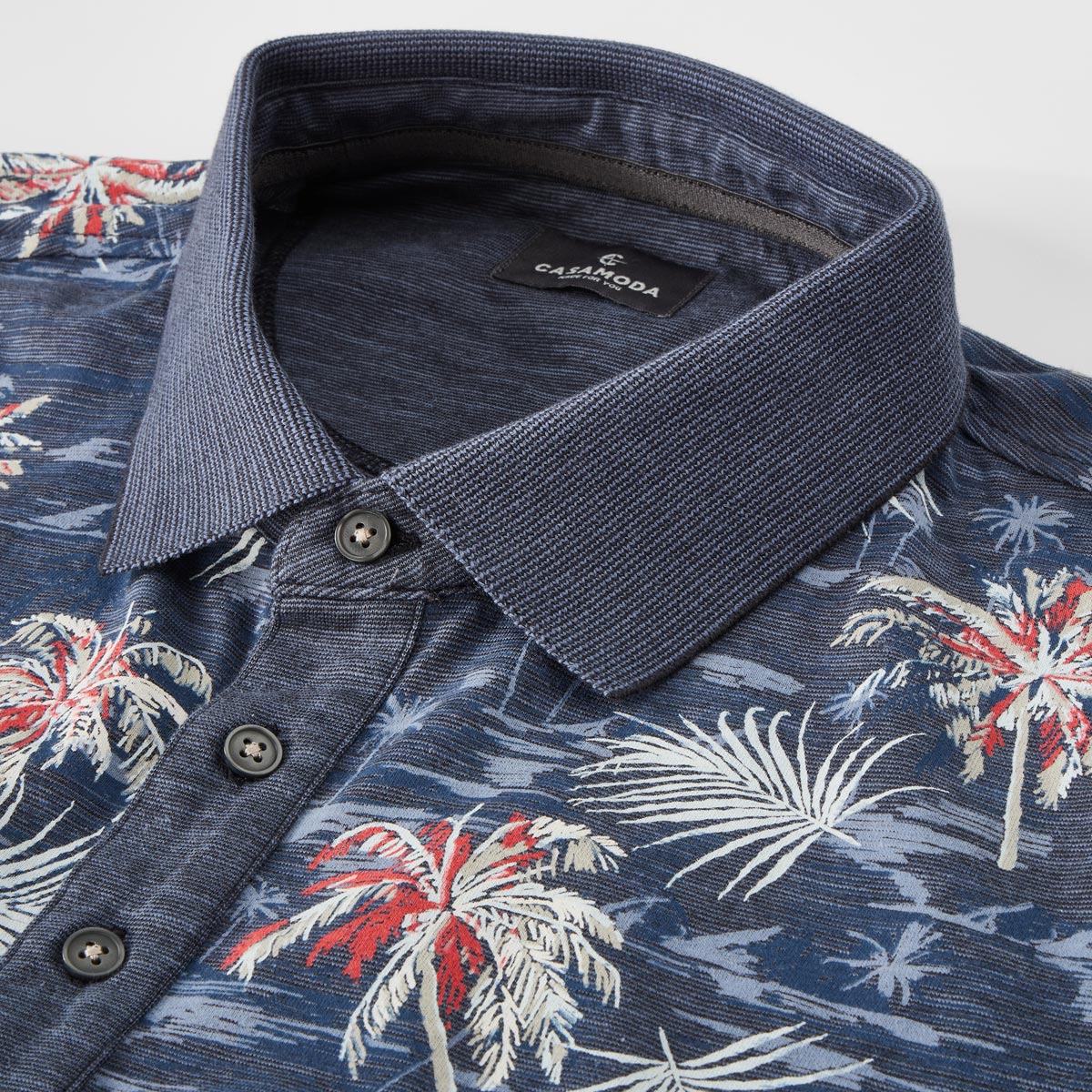 CASA MODA Poloshirt mit Allover-Muster dunkelblau