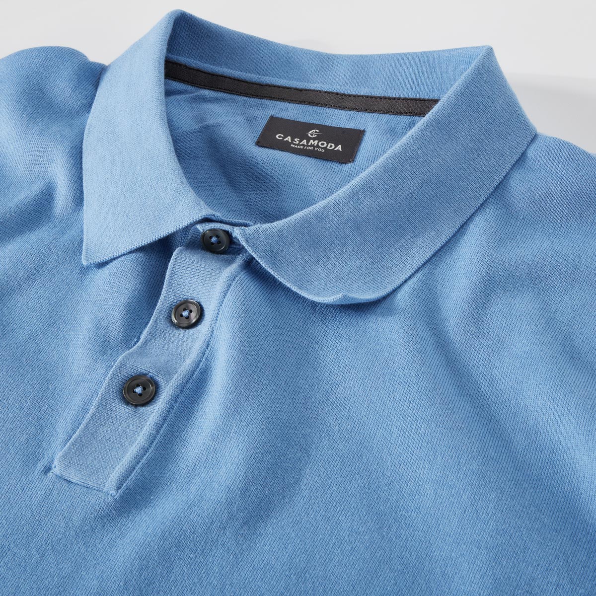 CASA MODA Feinstrick-Poloshirt hellblau