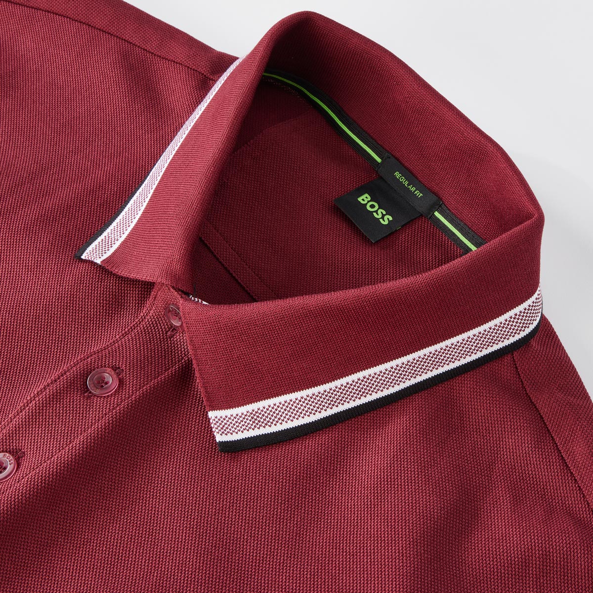 BOSS Poloshirt mit Kontrastdetails weinrot
