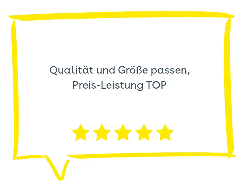Bewertung: Qualität und Größe passen, Preis-Leistung TOP