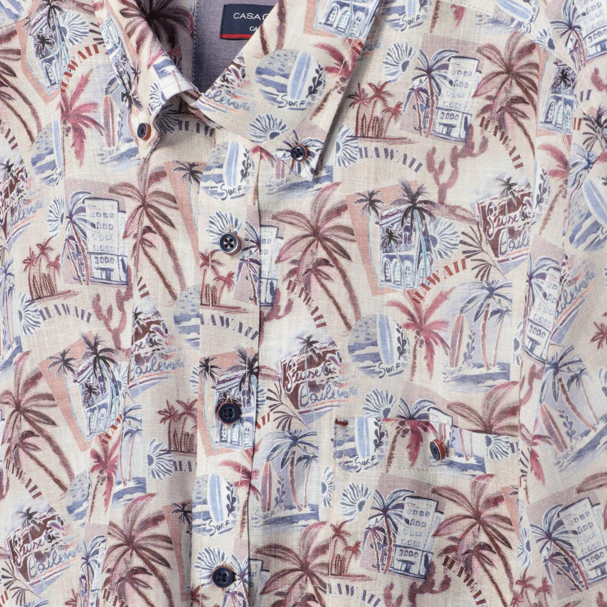 CASA MODA Freizeithemd mit Allover-Print, Short Style rot