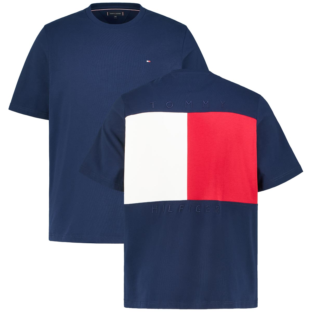 Tommy Hilfiger T-Shirt mit Label-Stickerei Farbe dunkelblau Größe: 3XL günstig online kaufen