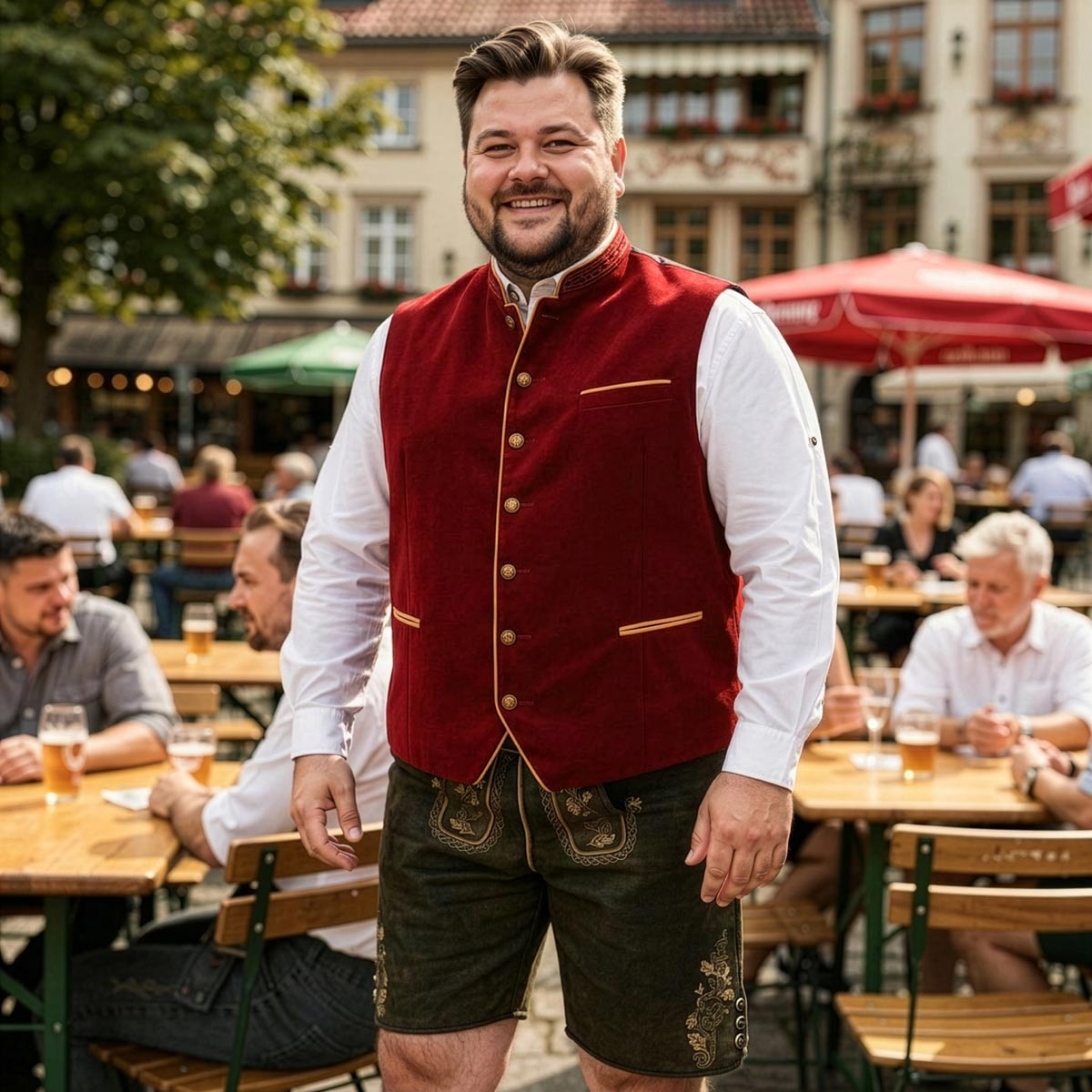 Pfundskerl Trachtenweste aus Samt dunkelrot