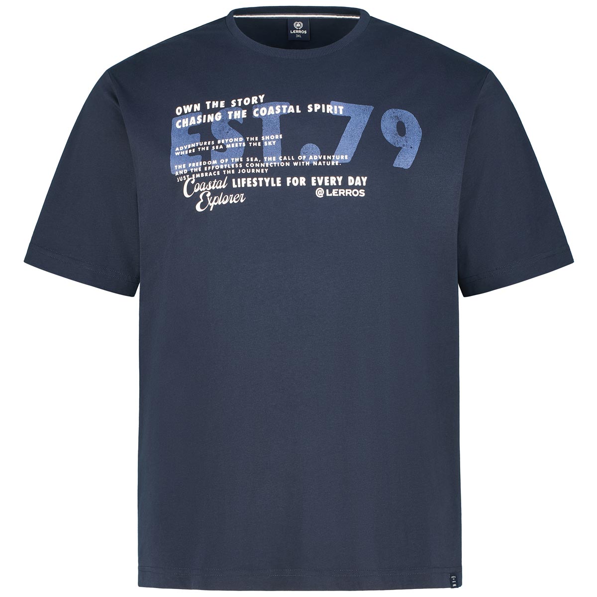 Lerros T-Shirt mit Motiv-Print Farbe blau Größe: 3XL günstig online kaufen