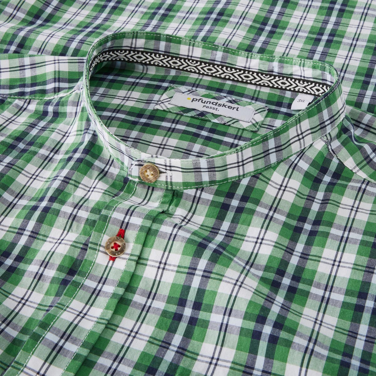 Pfundskerl Trachtenhemd mit Krempelärmeln blau/grün
