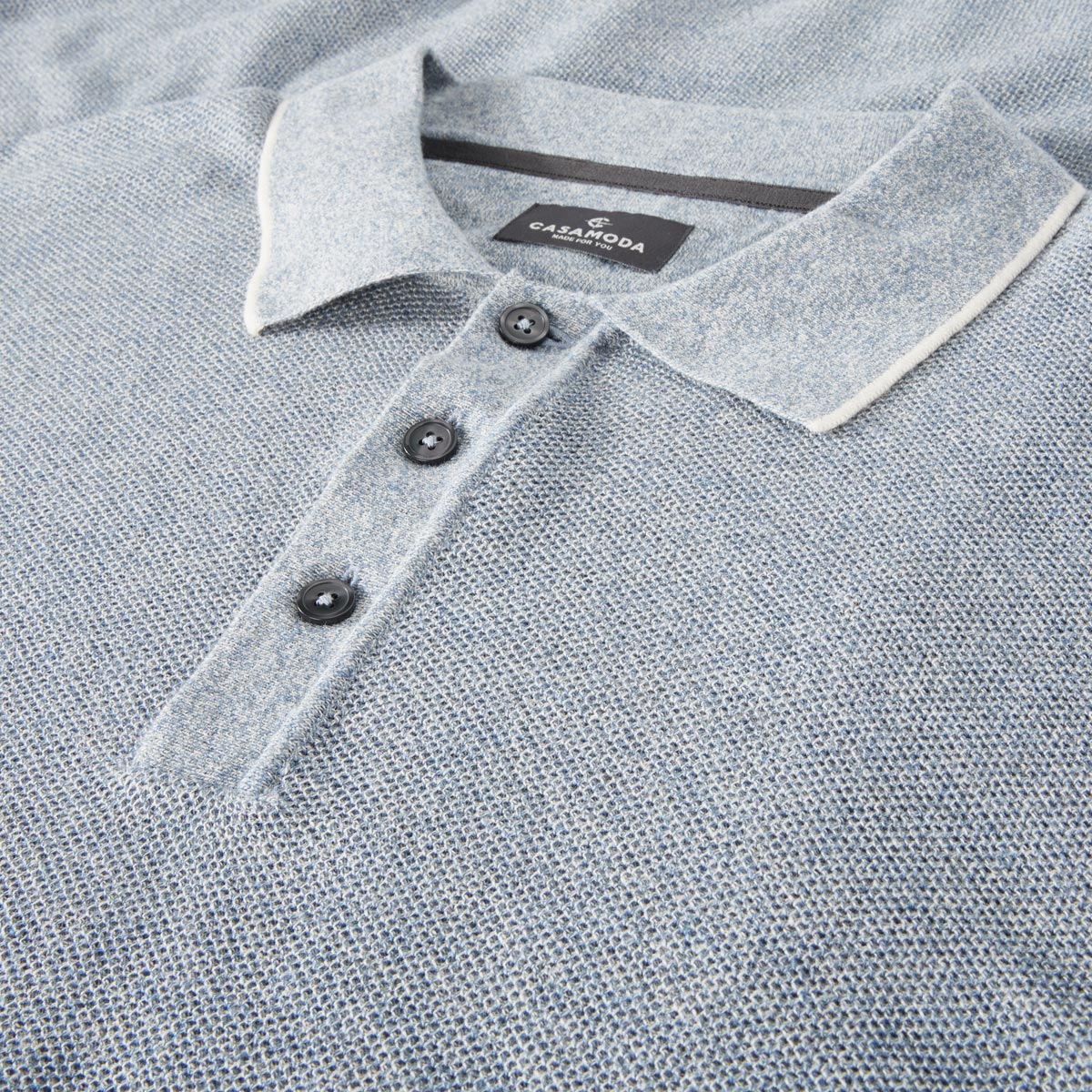 CASA MODA Strick-Poloshirt jeansblau