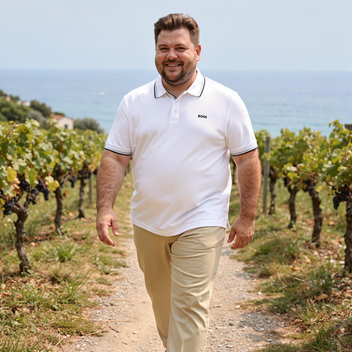 BOSS Poloshirt mit Kontrastdetails weiß