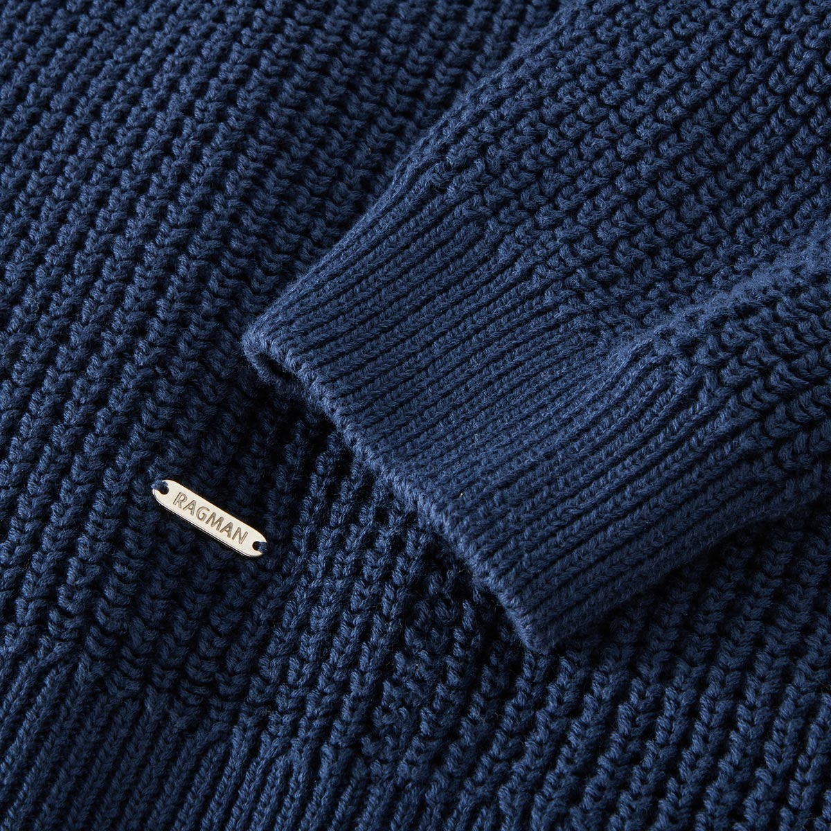 RAGMAN Grobstrickpullover aus Baumwolle dunkelblau