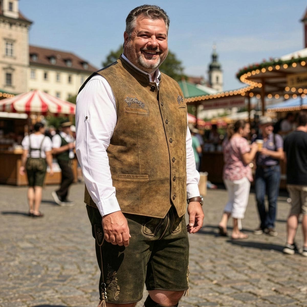 Pfundskerl Trachtenweste aus Ziegenvelour beige