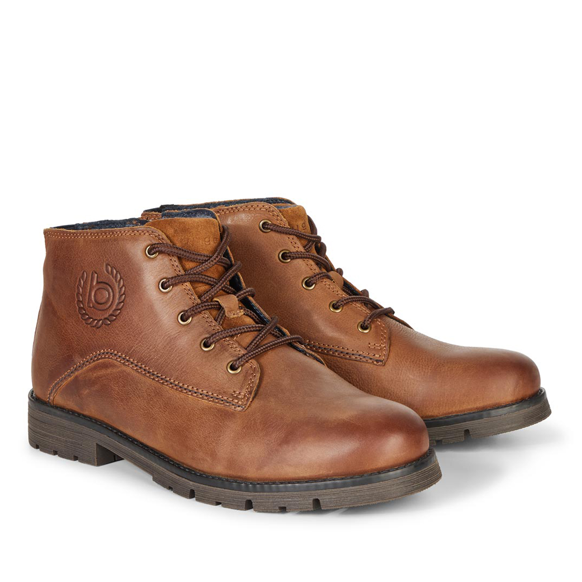 bugatti Lederboots mit Warmfutter und Reißverschluss cognac