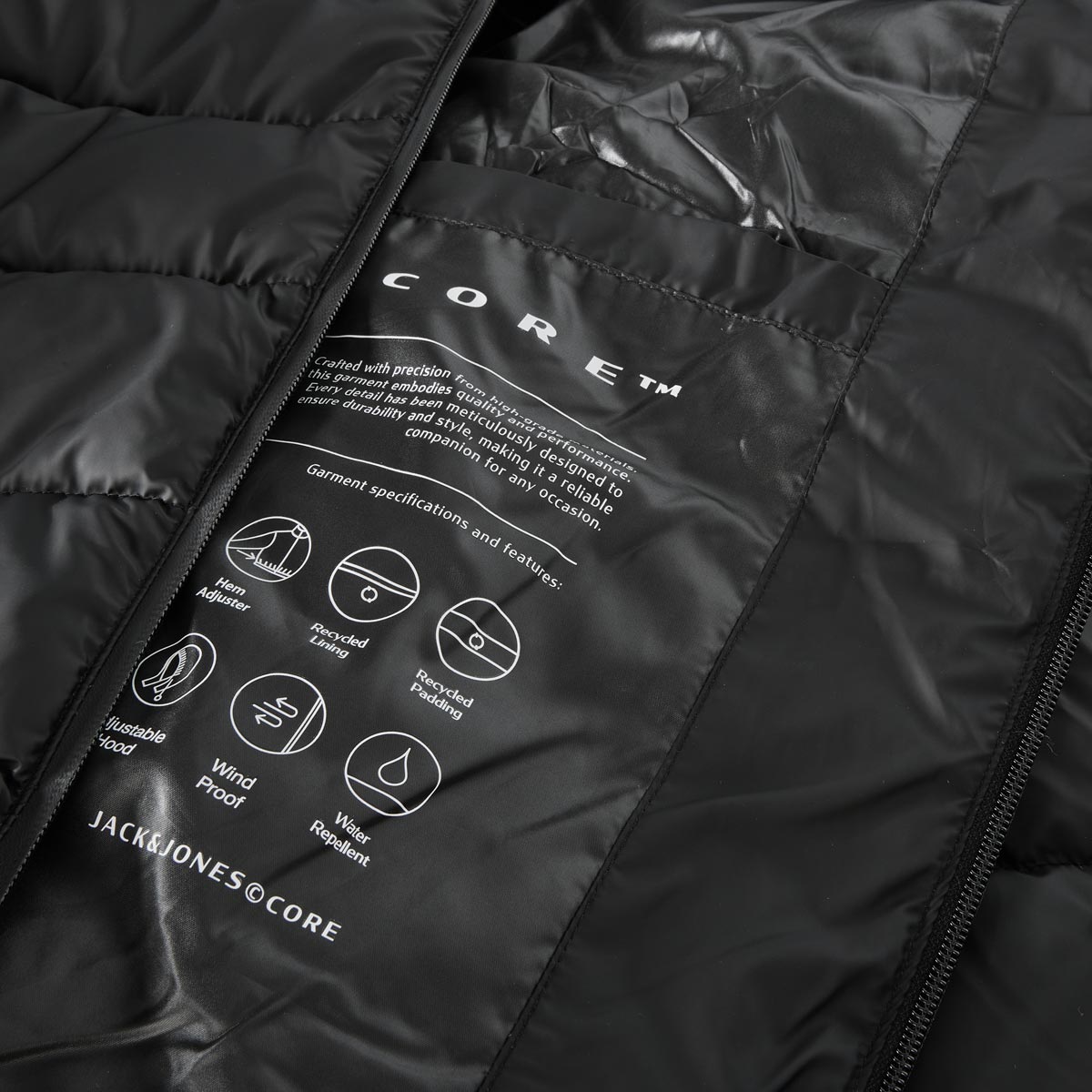 Jack&Jones Wattierte Steppjacke, winddicht und wasserabweisend schwarz