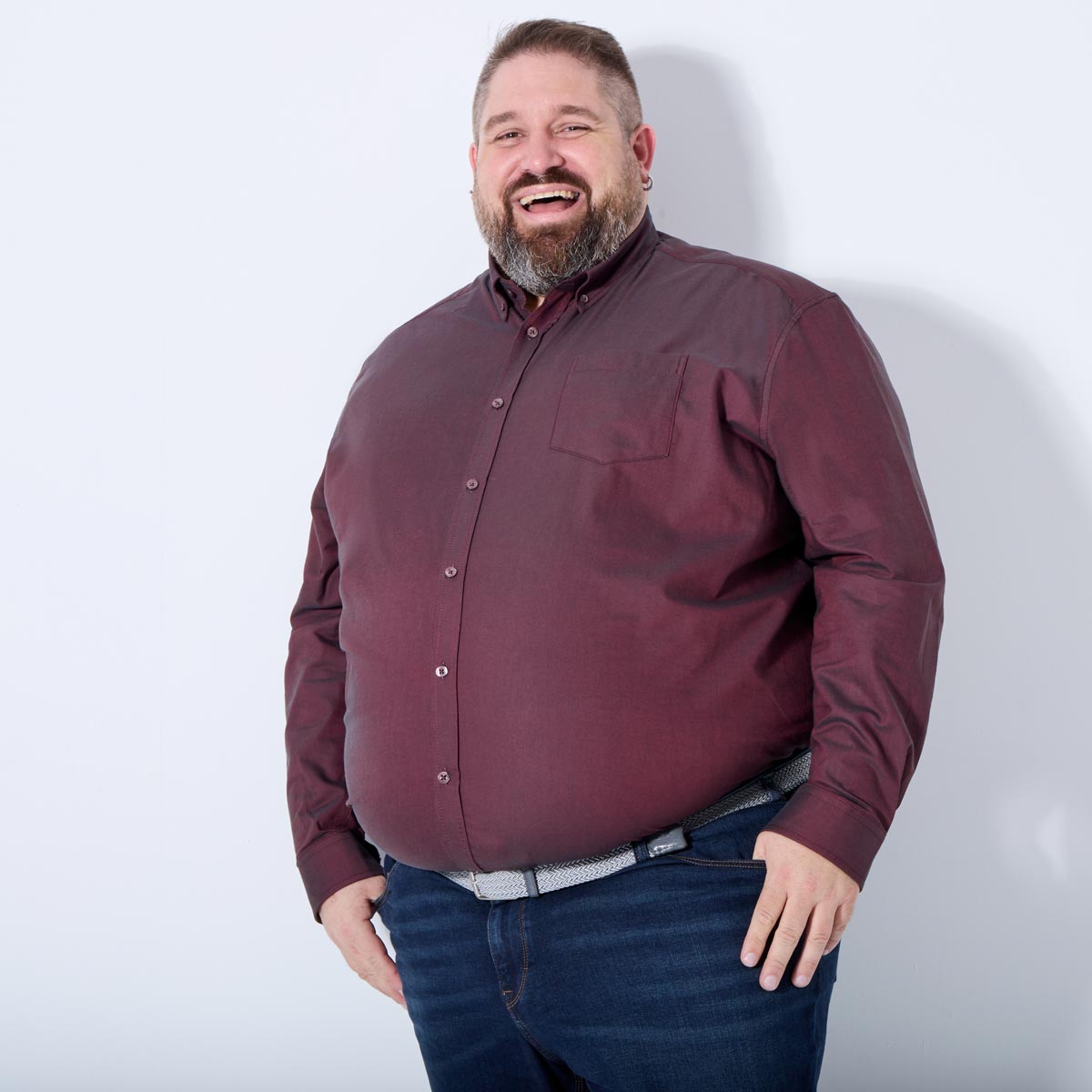 Pfundskerl Freizeithemd aus Baumwolle dunkelrot