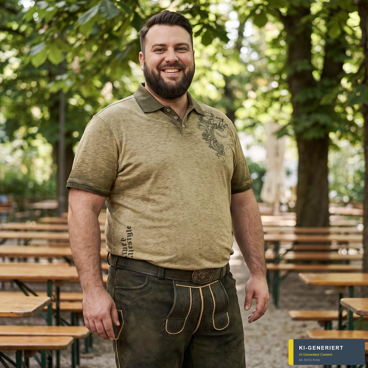 Pfundskerl Poloshirt mit Label-Print oliv
