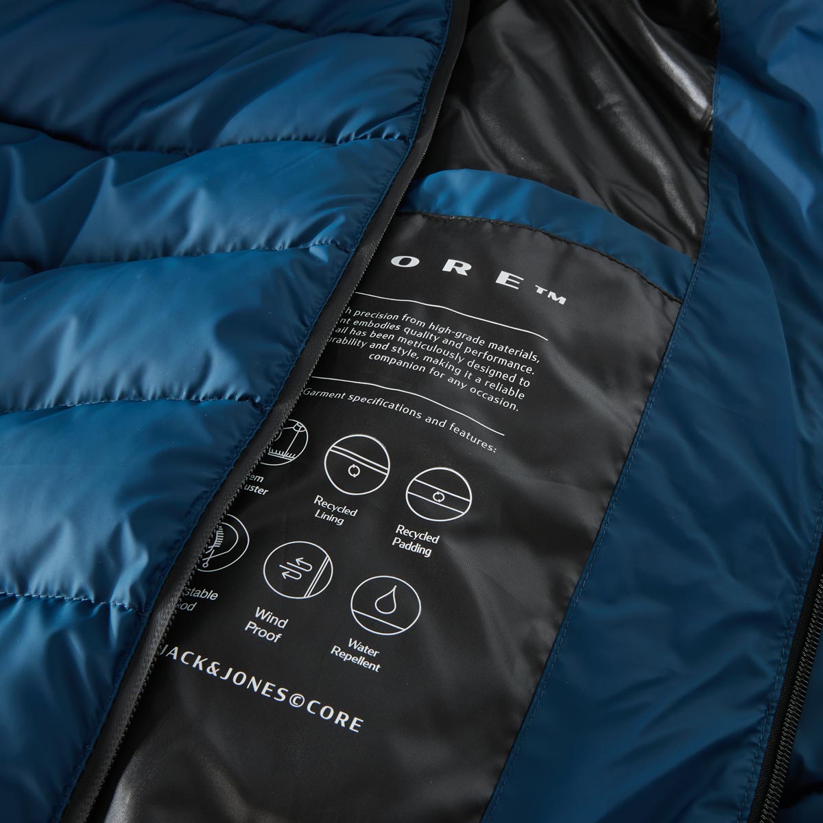 Jack&Jones Wattierte Steppjacke, winddicht und wasserabweisend blau