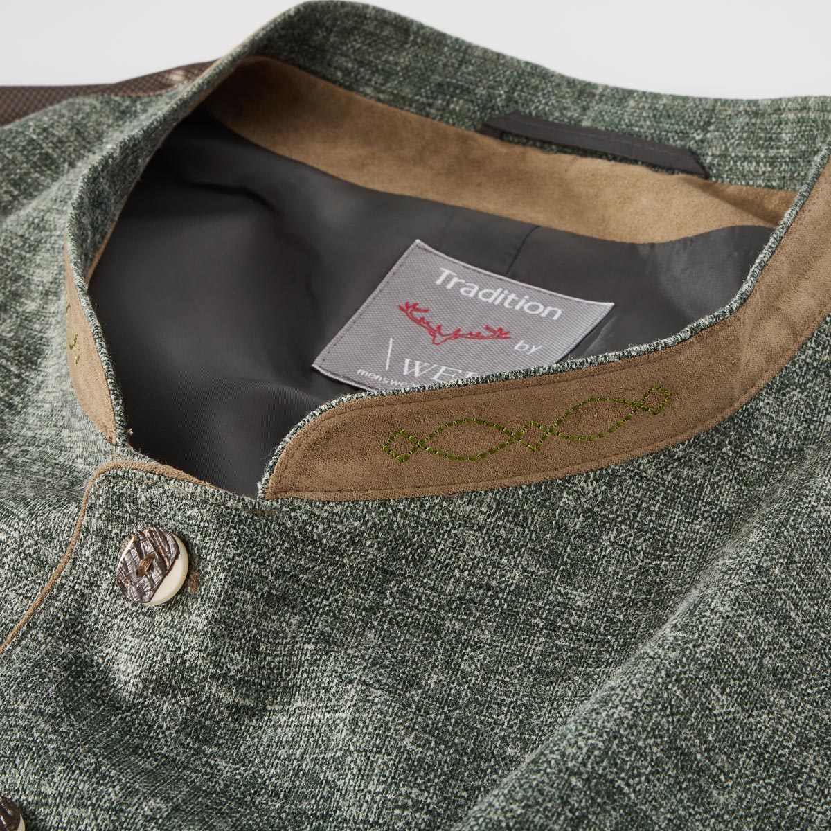 Weis Trachtenweste mit Leinen oliv