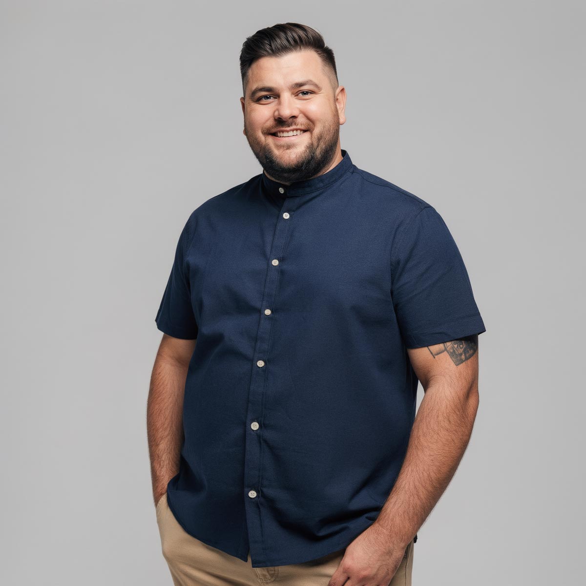 Pfundskerl Freizeithemd mit Leinen dunkelblau