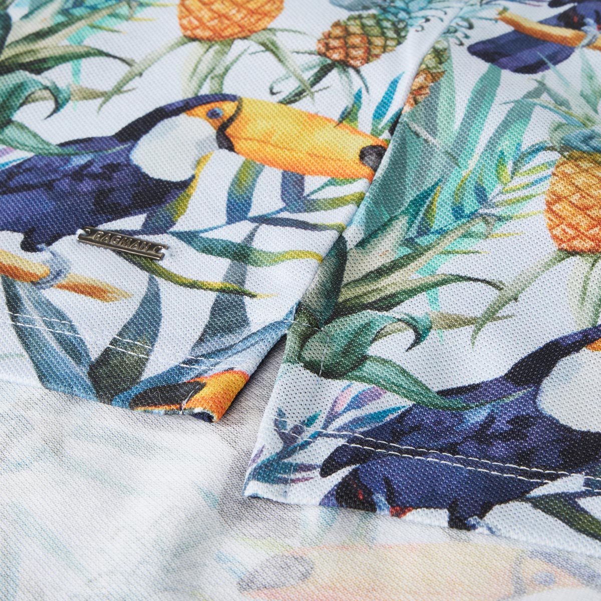 RAGMAN Poloshirt mit Allover-Muster hellblau