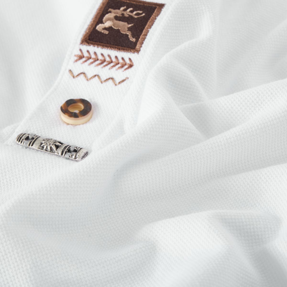 Orbis Poloshirt im Trachten-Style weiß