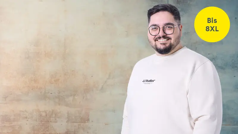 Weißes Sweatshirt für Herren in großen Größen bis 8XL.