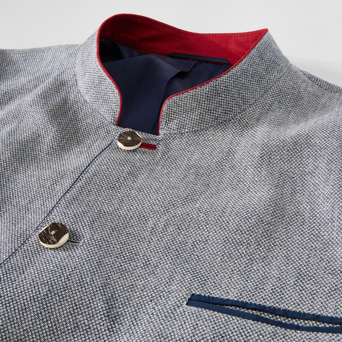 Weis Trachtensakko "Füssen" mit Leinen blau