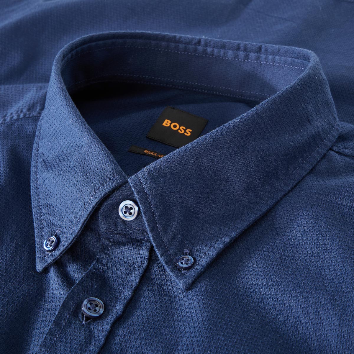 BOSS Freizeithemd mit Elasthan mittelblau