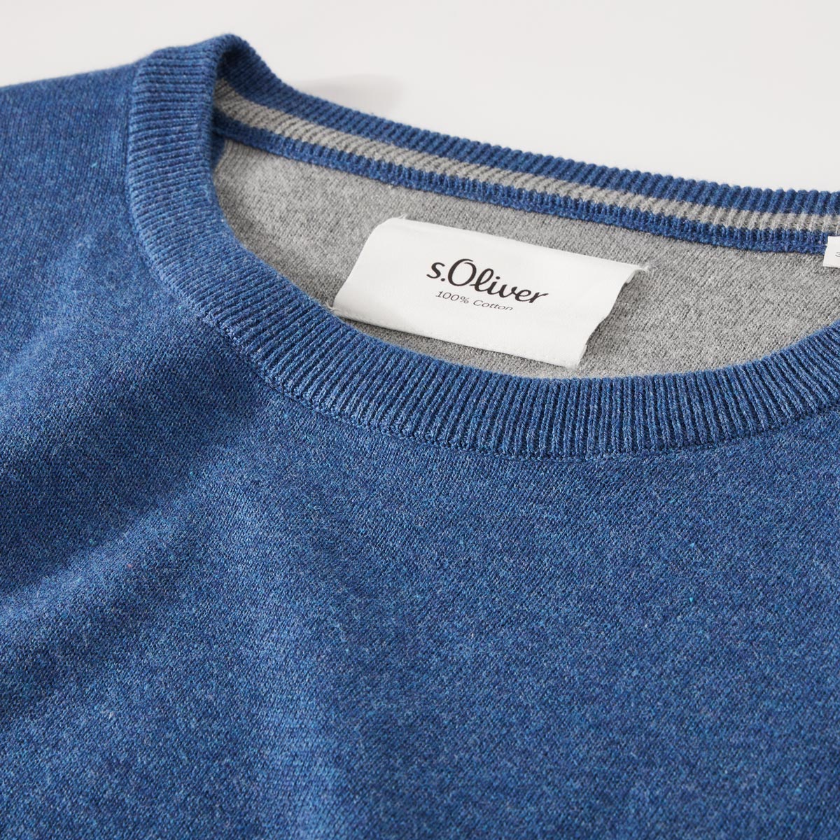 s.Oliver Feinstrickpullover aus Baumwolle blau