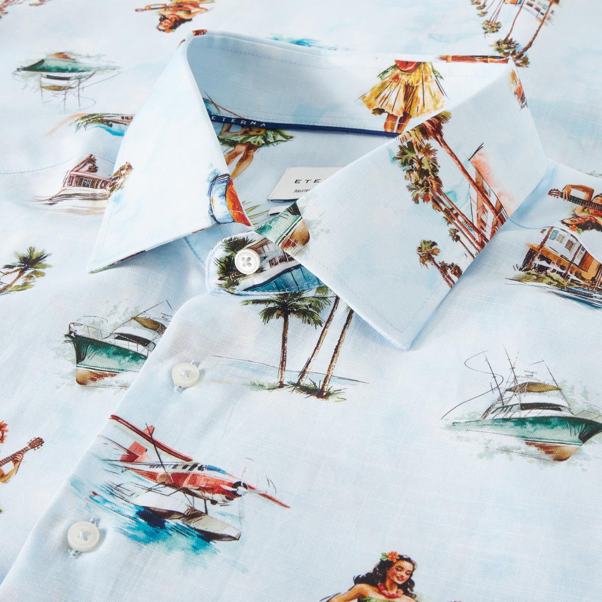 ETERNA Businesshemd mit Allover-Muster hellblau