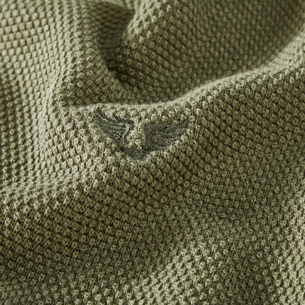 PME LEGEND Feinstrickpullover aus Baumwollmischung oliv