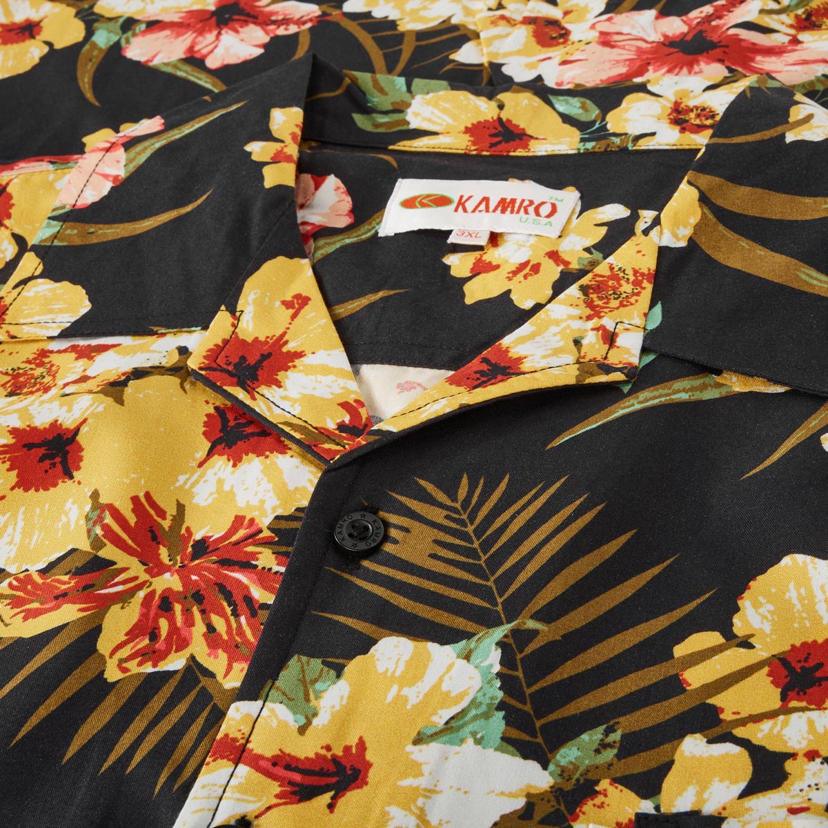 Kamro Freizeithemd mit floralem Muster schwarz