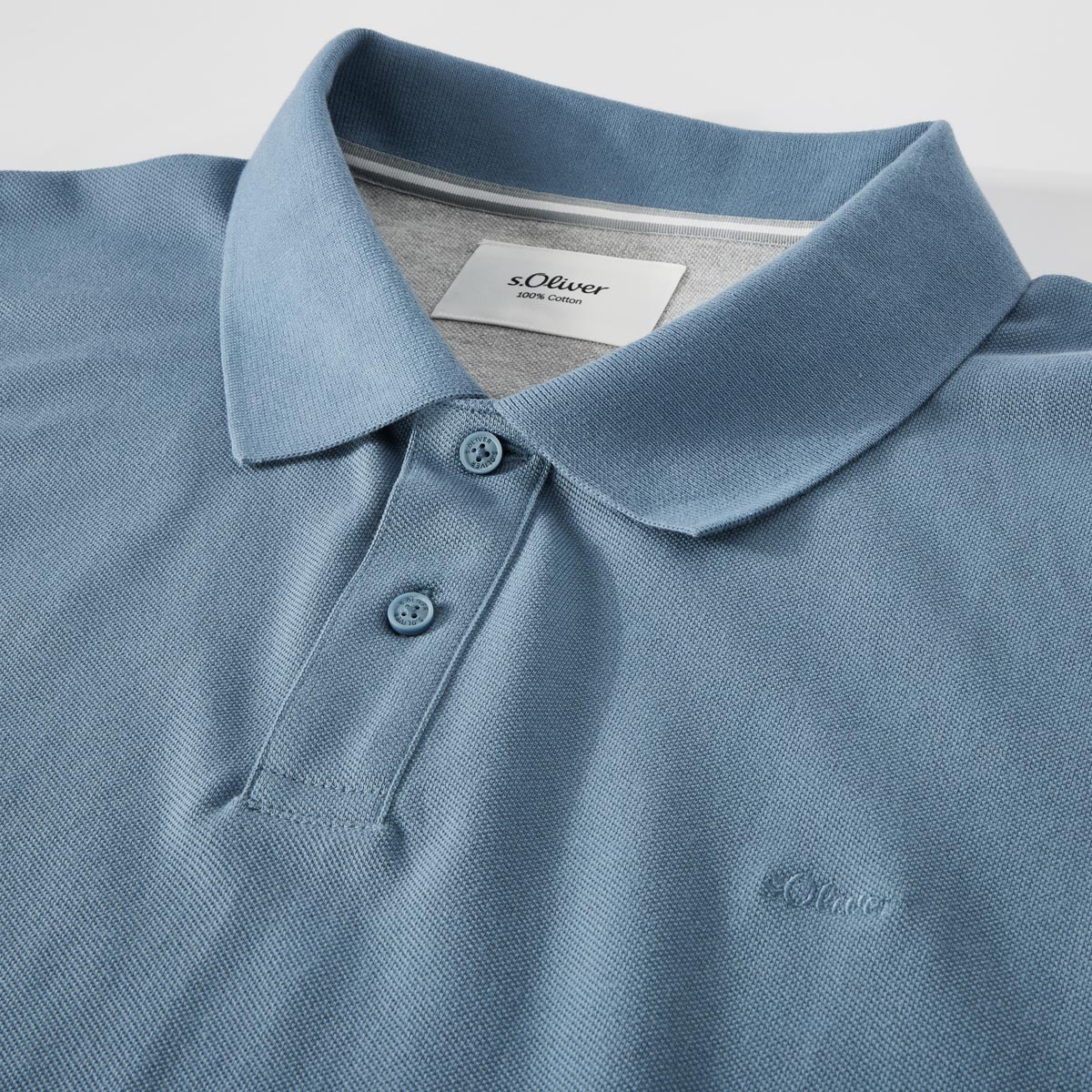 s.Oliver Basic-Poloshirt mittelblau
