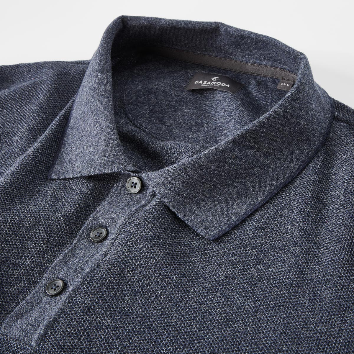CASA MODA Strick-Poloshirt aus Baumwolle marine