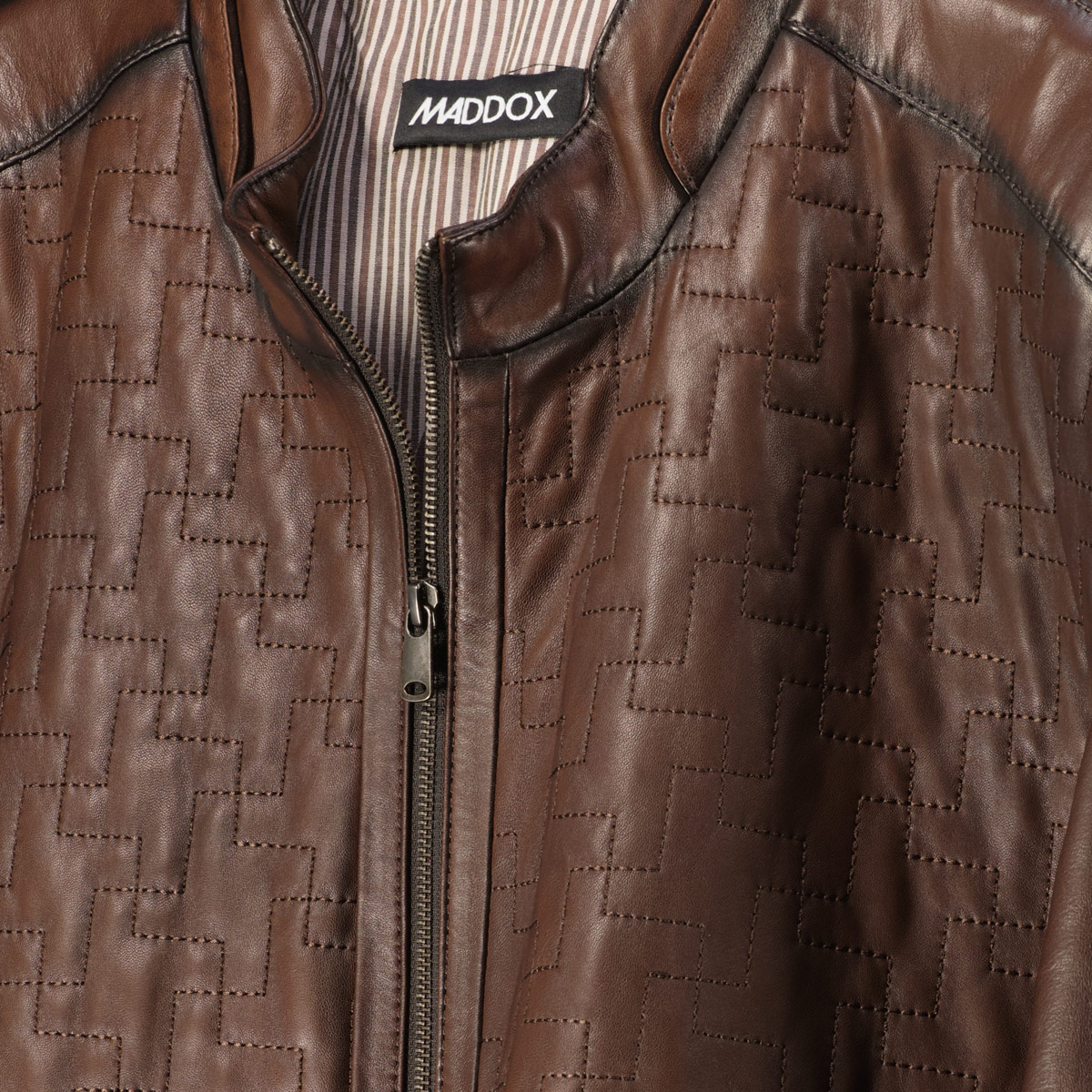Maddox Lederblouson mit Steppmuster braun