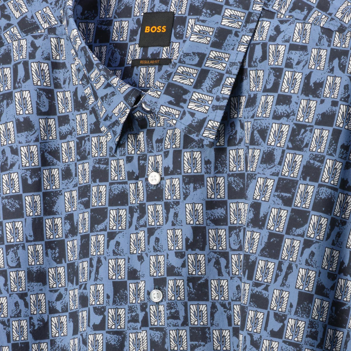 BOSS Freizeithemd aus Baumwolle blau/schwarz