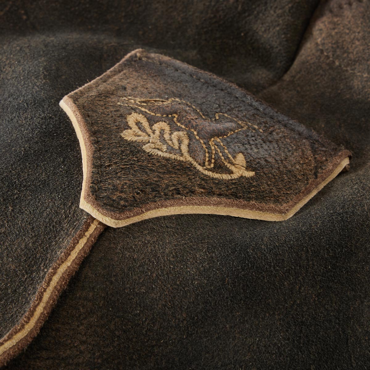 Pfundskerl Ziegenlederhose mit Trägern und Stickerei dunkelbraun