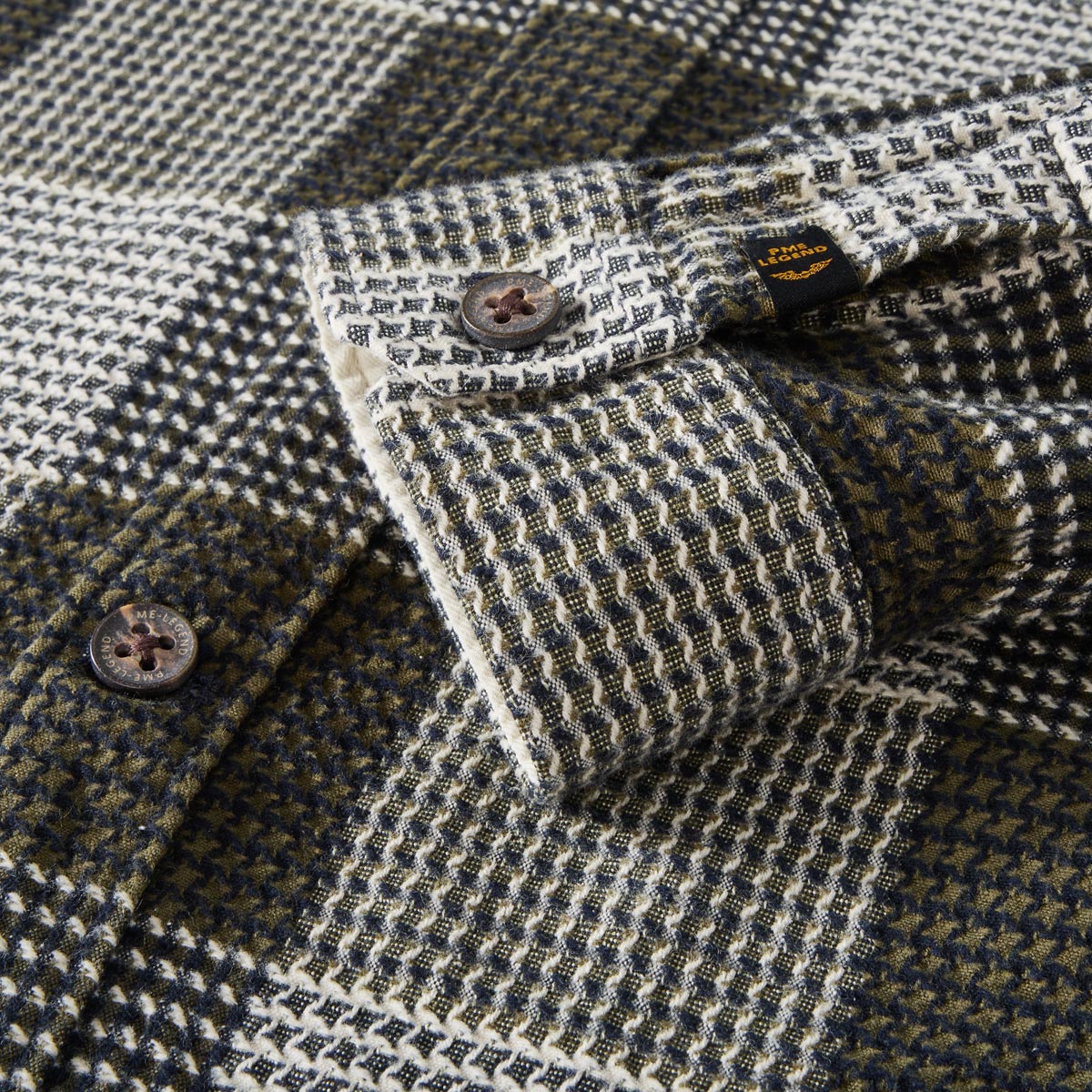 PME LEGEND Overshirt mit Karomuster oliv