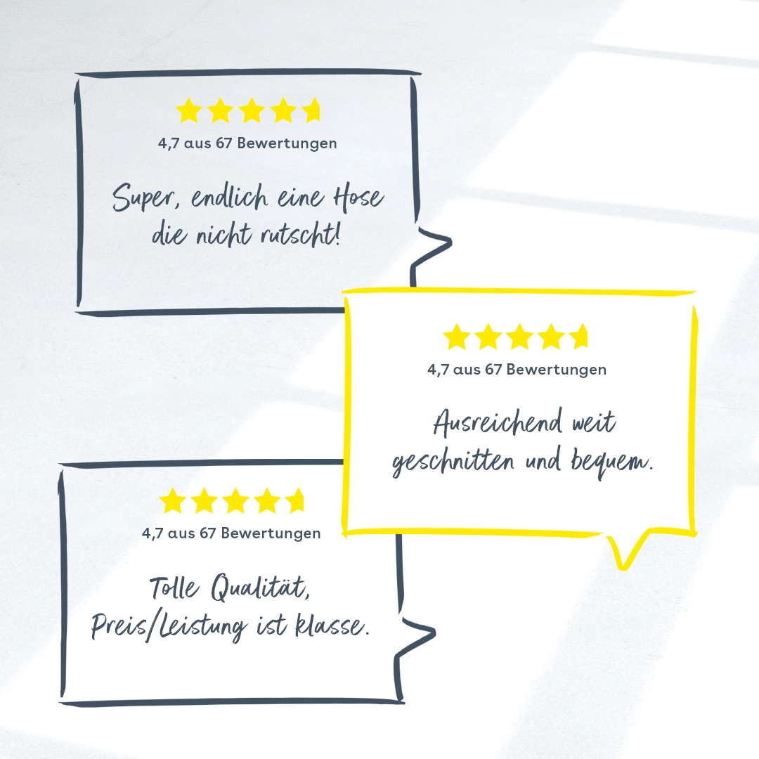 Kundenbewertungen über gut sitzende Jeans in großen Größen mit 4,7 Sternen
