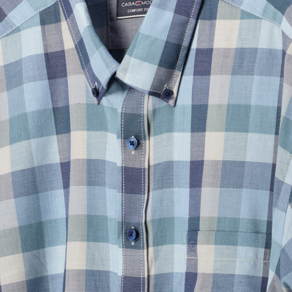 CASA MODA Kariertes Freizeithemd aus Baumwolle blau/grau