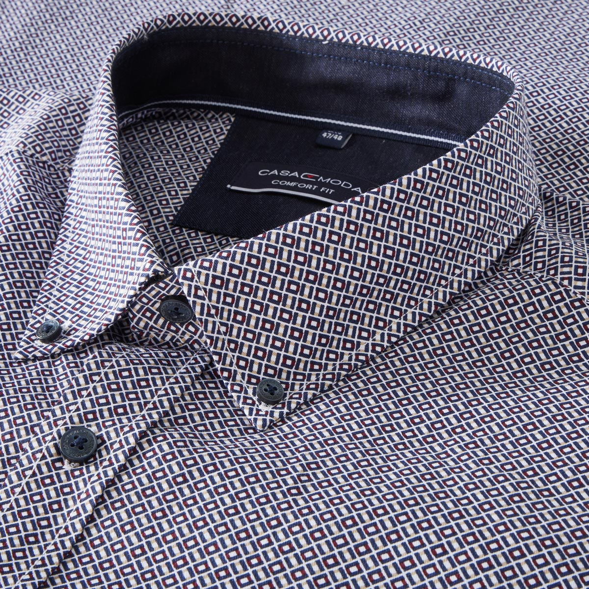 CASA MODA Freizeithemd mit Allover-Muster blau