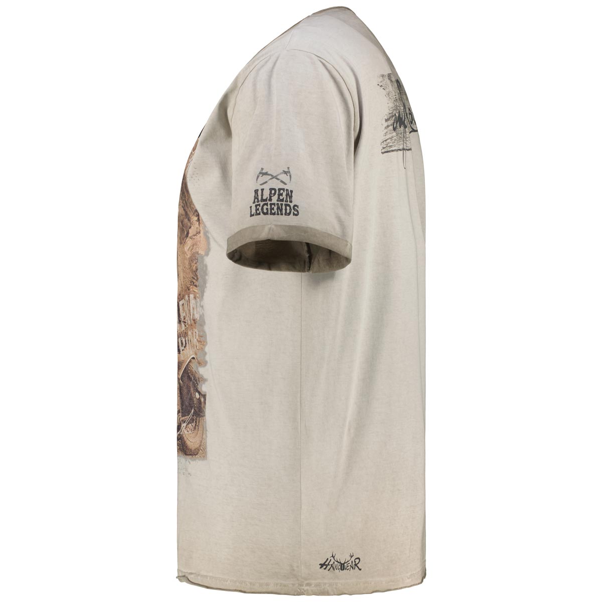 HangOwear T-Shirt mit Print auf Vorder- und Rückseite beige