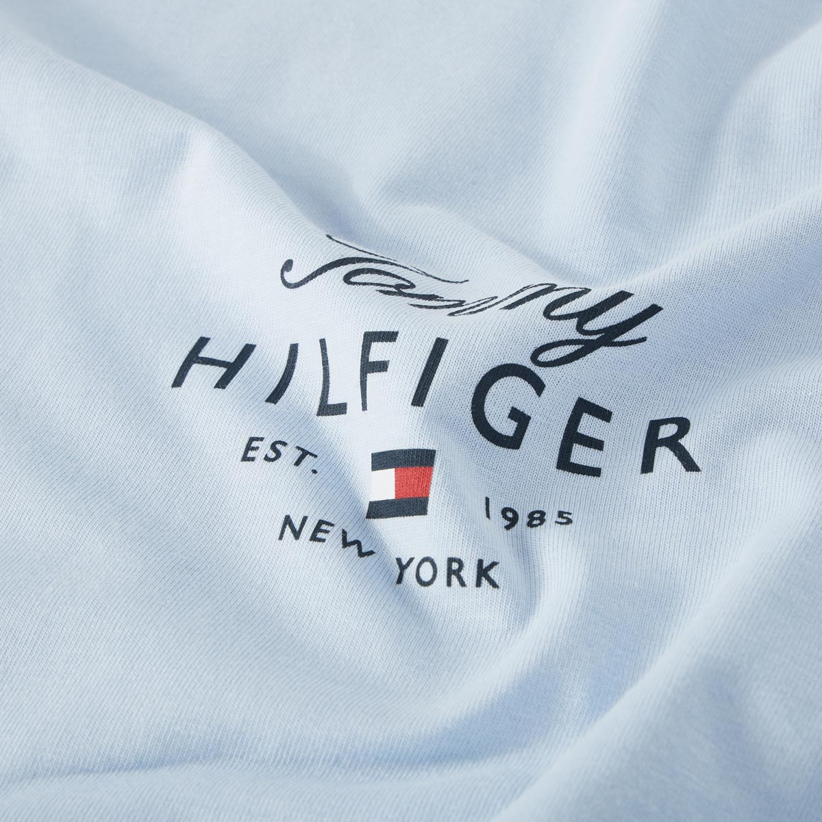 Tommy Hilfiger T-Shirt mit Label-Print hellblau