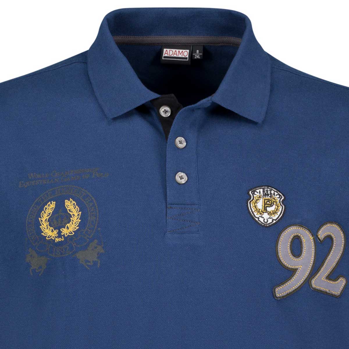 ADAMO Poloshirt mit Applikationen Farbe jeansblau Größe: 5XL günstig online kaufen