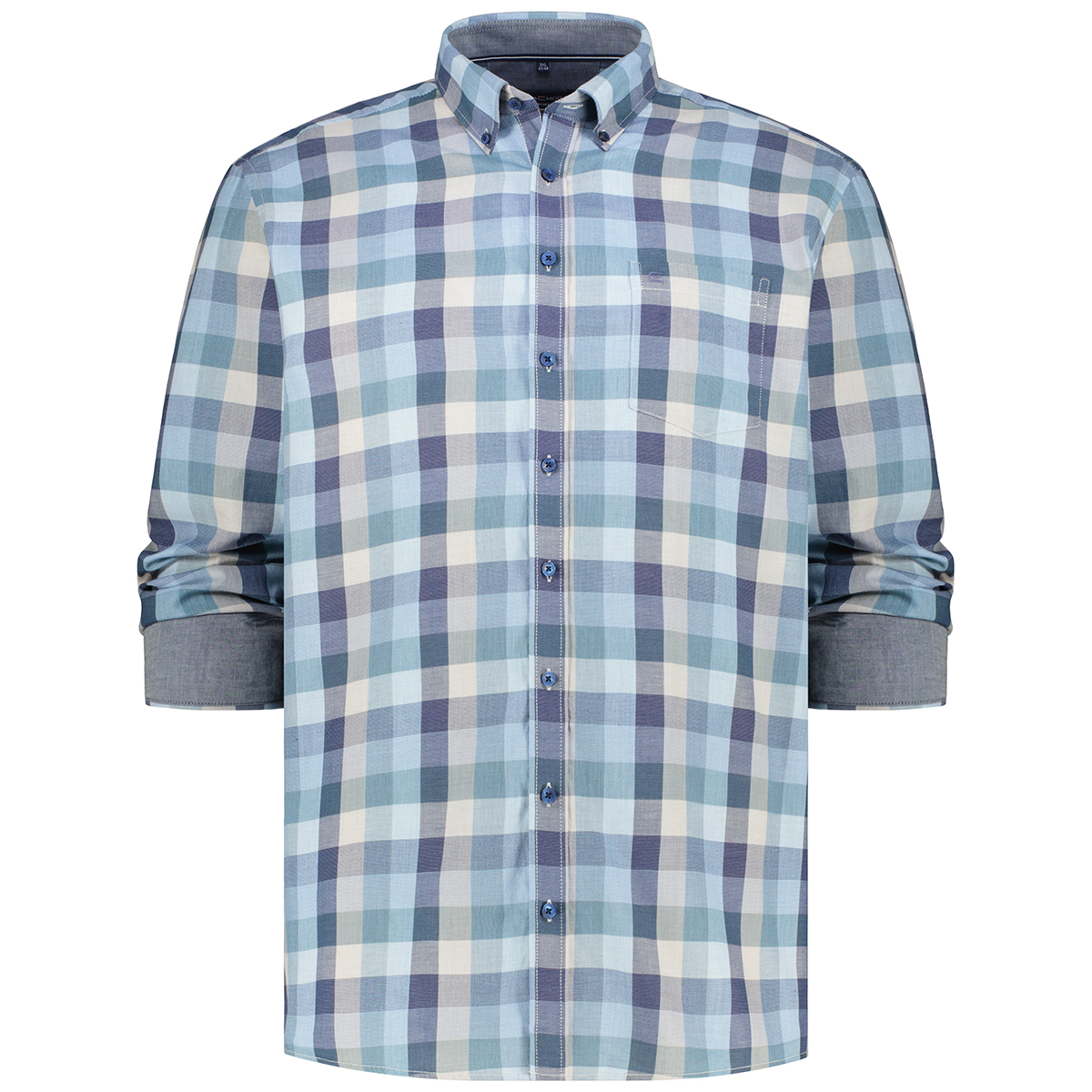 CASA MODA Kariertes Freizeithemd aus Baumwolle blau/grau