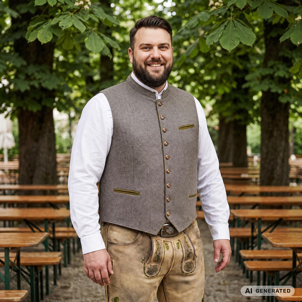Maddox Trachtenweste mit Leinen khaki