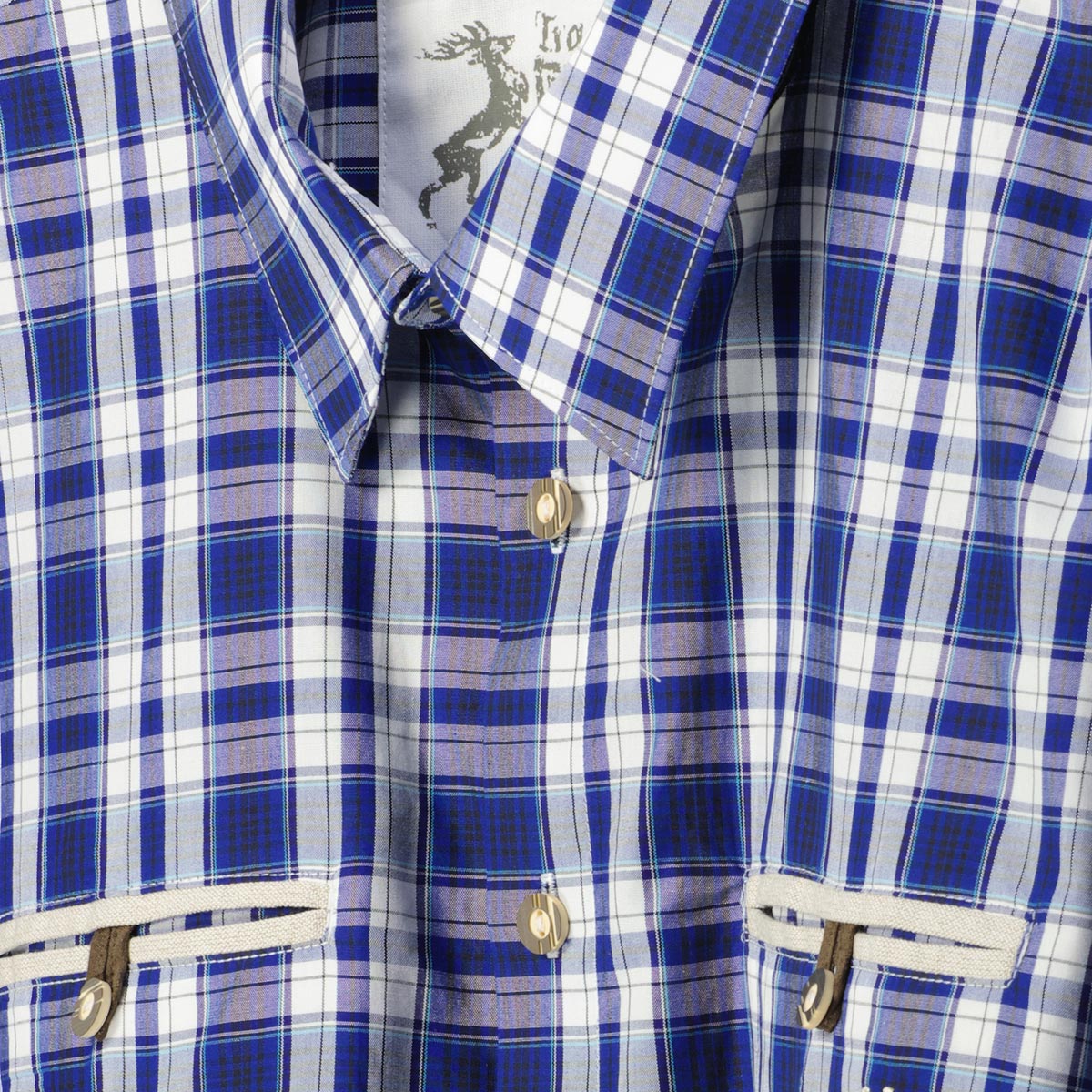 Orbis Trachtenhemd mit Krempelärmeln blau