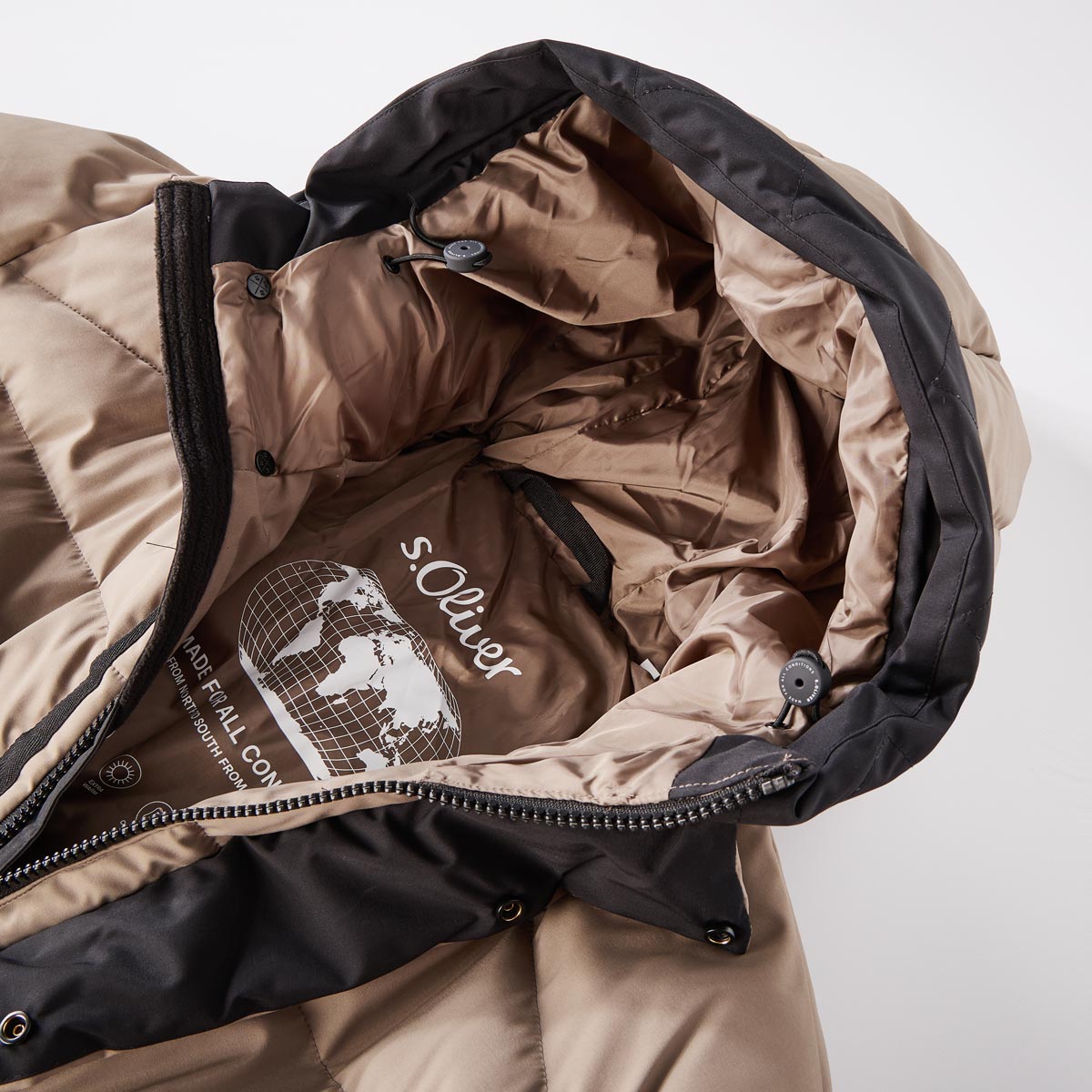 s.Oliver Wattierter Parka, wasserabweisend braun