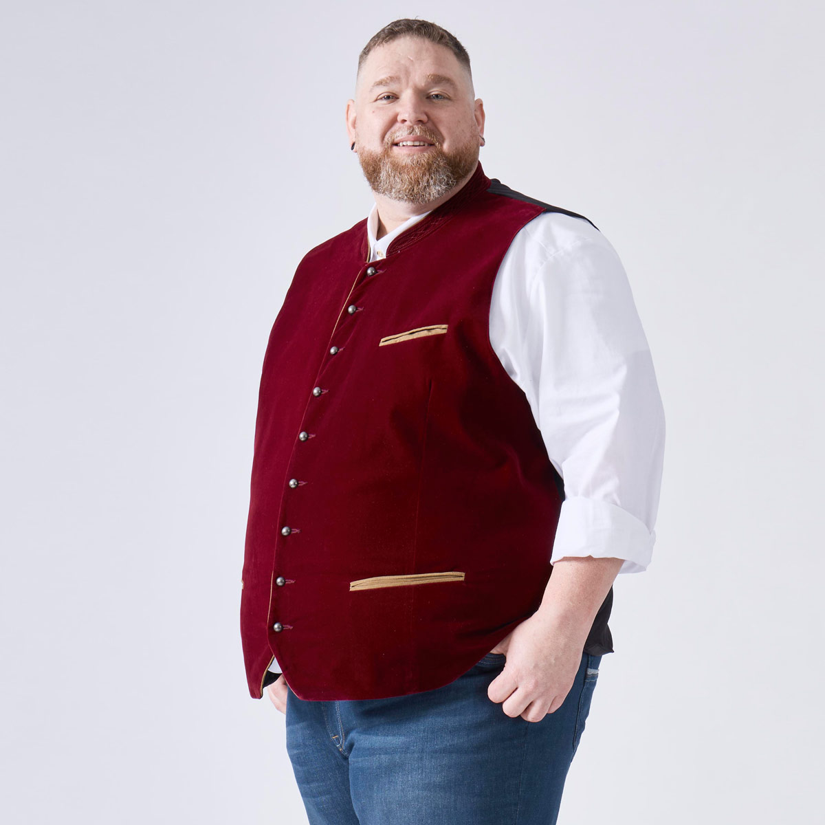Maddox Trachtenweste aus Samt weinrot