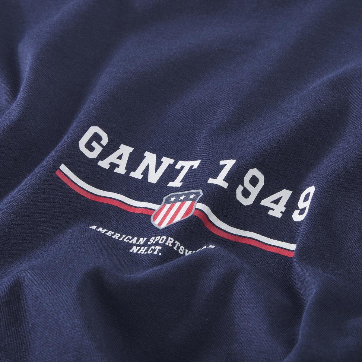 Gant T-Shirt mit Label-Print dunkelblau