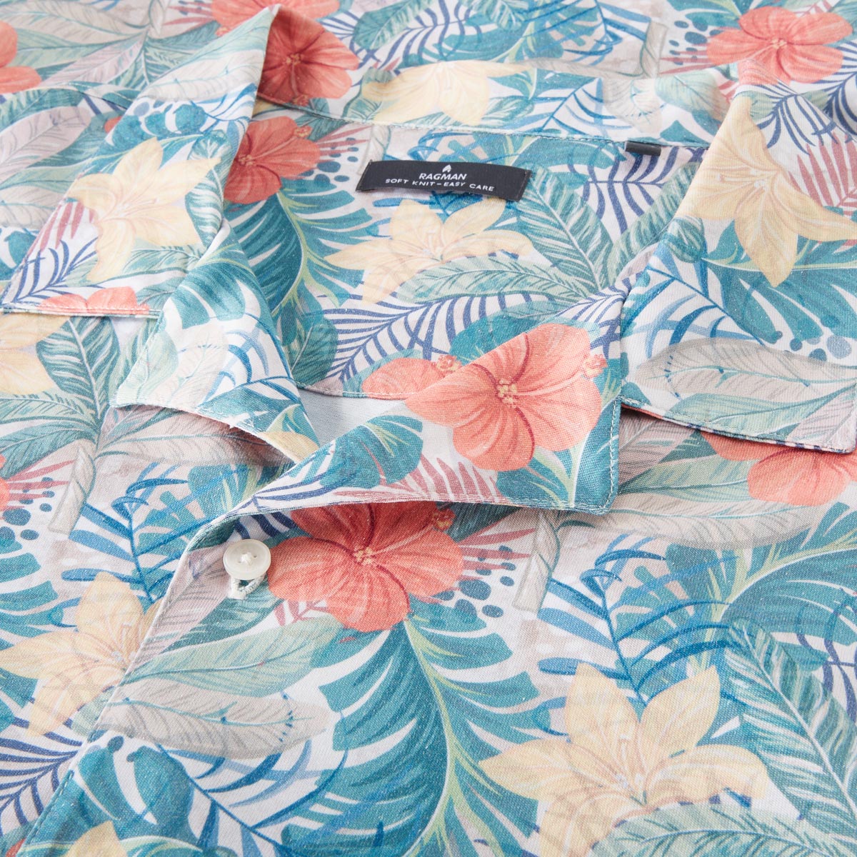 RAGMAN Freizeithemd mit Allover-Muster, knitterarm grün